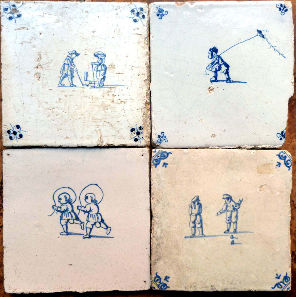 Dutch tiles of children playing